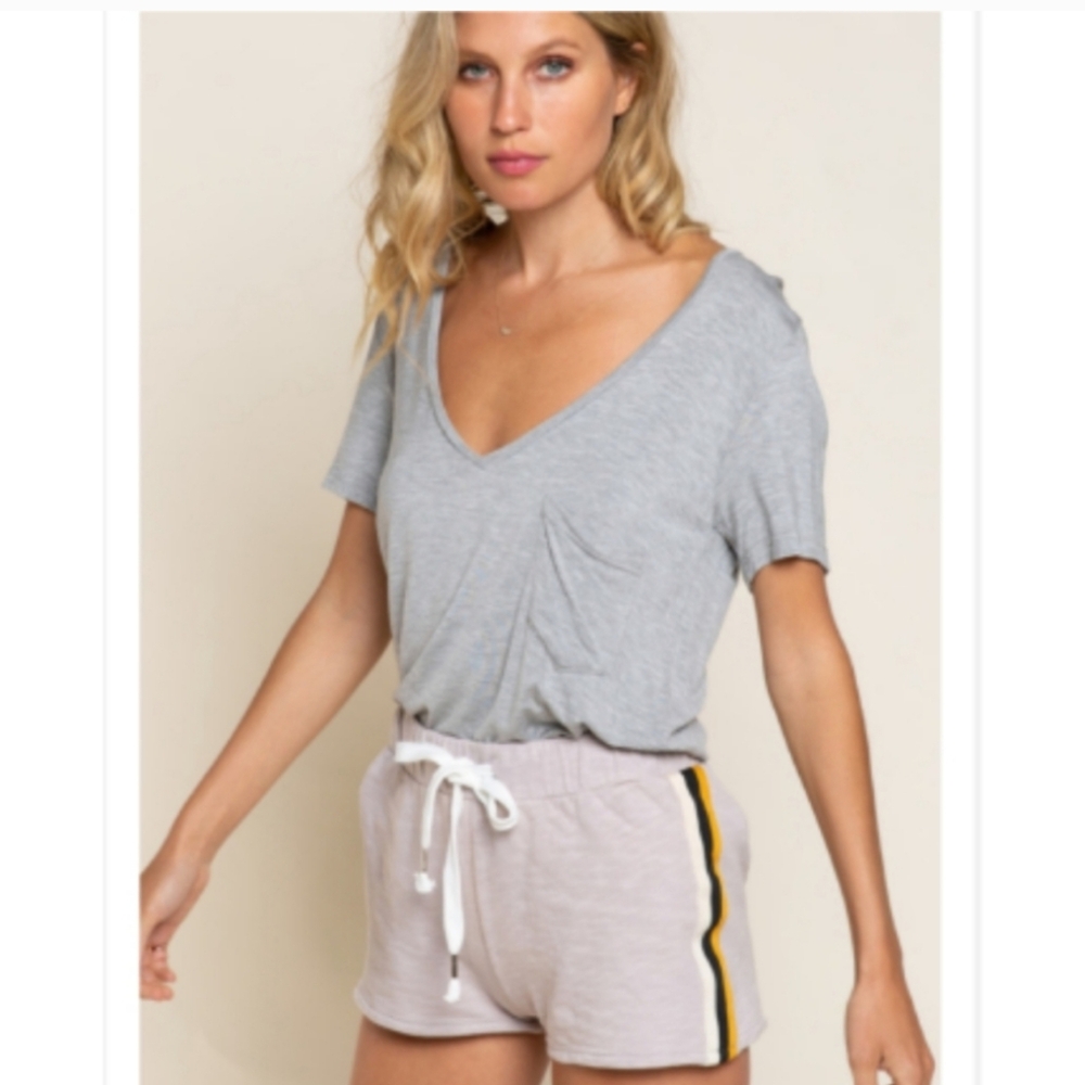 POL Washed Perfect Fit Pocket Gray Short Sleeve Tee